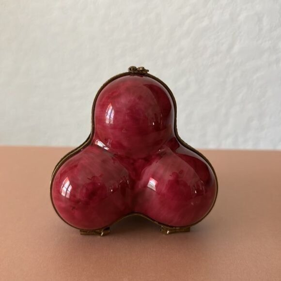 Limoges France Hand Painted Porcelain Cherries Trinket Box - Picture 7 of 11